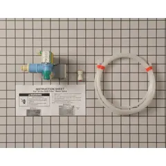 This water inlet valve controls water flow to the ice maker and water dispenser in compatible refrigerators and freezers. It is a replacement part for Whirlpool brand appliances. Used when the original valve fails, causing issues such as no ice production, low water pressure, or leaks.
