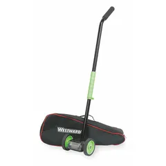 Mechanical outdoor measuring wheel with a spoked dual-wheel design and rubber tread for stability on various terrains. Features a fixed handle and foldable frame for compact storage. Measures distances in feet (SAE units) with a range of 100,000 ft. Suitable for surveying and general distance measurement tasks.