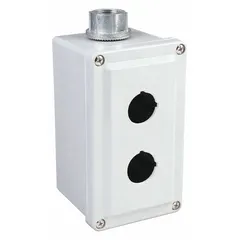 Non-metallic enclosure designed to house two 30mm operators. Rated NEMA 1/12/3/4/4X for protection against washdown and corrosion. Suitable for industrial environments requiring resistance to moisture and corrosive agents.