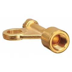 This stud connector is designed for attaching power cables to air-cooled TIG torches. It features a 3/8"-24 x 5/8"-18RH thread configuration and is compatible with TIG torch styles 9 or 17. Used in welding applications to ensure secure electrical connections.