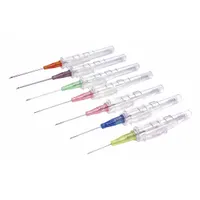 Safety IV catheter with 22 gauge stainless steel needle and PTFE catheter, 5 in overall length, blue color. Designed for intravenous access to deliver fluids or medications in clinical settings