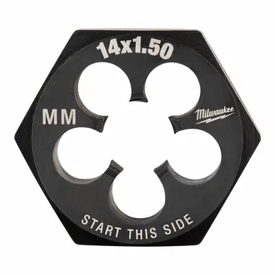 MILWAUKEE Hex Threading Die: M14x1.5 Metric, 1 7/16 in Hex Wd - Solid Hex Rethreading Dies