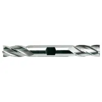 This double-end square end mill is made of cobalt steel with a titanium nitride (TiN) coating. It has a mill diameter of 11/16" and a length of cut of 1-5/8", with 4 flutes. The TiN coating provides wear resistance and heat dissipation for milling ferrous and non-ferrous materials. Typical applications include general metalworking, die and mold making, and automotive part production where square shoulder finishes are required
