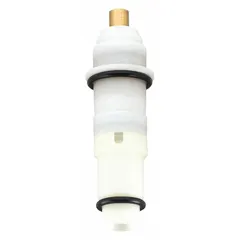 Brass metering faucet cartridge for use with hot and cold water. Designed for commercial or institutional metering faucets requiring timed shut-off to conserve water. Includes one cartridge.
