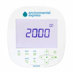 This benchtop meter is configured for dissolved oxygen and temperature measurement. It includes a universal power adapter with six plugs; electrodes and reagents are sold separately. Suitable for BOD and DO testing in water samples.