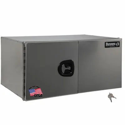 BUYERS PRODUCTS Double Barn-Door Box, 24 in Depth, Silver, Keyed Lock - Double Barn-Door Boxes