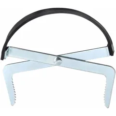 Leather and steel battery carrier for carrying batteries and pulling batteries out of position. The leather handle provides a secure grip, while the steel frame offers strength for handling heavy batteries.