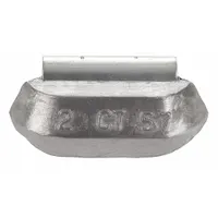 Clip-on wheel weight made of uncoated lead, designed for balancing aluminum rims on medium-duty trucks. Attaches via clip-on mechanism. Part of the CT series