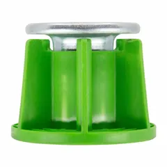 Carbon steel anchor designed for embedding in wet concrete to provide a threaded 3/8"-16 attachment point. Used for securing steel decking, handrails, or machinery supports in commercial and industrial concrete applications. Supplied in a 50-pack with green color.