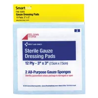 FIRST AID ONLY Gauze Dressing Pad: 3 in Dressing Lg, 3 in Dressing Wd, Gauze, Sterile, 10 PK (MPN FAE-5005)