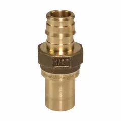 This UPONOR expansion brass barbed tube fitting features a barbed x press-fit connection type and is made of brass/copper. It has a 1/2 in ID x 1/2 in pipe size and uses an expansion PEX connection method. Suitable for connecting PEX tubing to threaded pipe in plumbing and hydronic heating systems.
