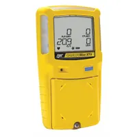 The Honeywell BW Max XT is a portable multi-gas detector with an integrated sampling pump, configured for hydrogen sulfide (H2S) and oxygen (O2) monitoring. It operates on a lithium battery and features a PC-compatible interface. The yellow housing is designed for visibility in industrial environments. Typical applications include confined space entry and area monitoring for toxic and oxygen-deficient atmospheres