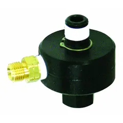 Aluminum swivel for 80000 Reel Series with 9/16 in MUNF inlet and 3/8 in MNPT outlet. Nitrile seal material rated for 200 psi maximum operating pressure. Used to connect a hose to the reel, allowing rotation without hose twisting in fluid handling, lubrication, and air/water systems.