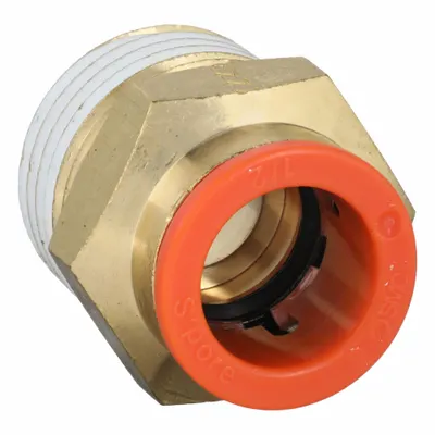 SMC KQ2H13-37AS Push-to-Connect x MNPT Brass Tube Fitting, 1/2" Thread - Polybutylene & Brass Tube Fittings