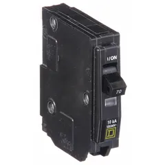 Single-pole, 70 A miniature circuit breaker for plug-in installation in QO Load Centers and NQ Panelboards. Rated 120/240V AC with a maximum interrupting rating of 10kA at 120/240V AC. Provides overcurrent protection for branch circuits in residential and commercial electrical systems.