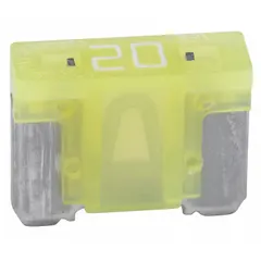 Fast-acting automotive fuse from the ATM-LP series with a low-profile design for compact installations. Rated 20 A at 32 V DC, non-indicating. Suitable for protecting electrical circuits in vehicles where space is limited. Supplied in a pack of 5 units.
