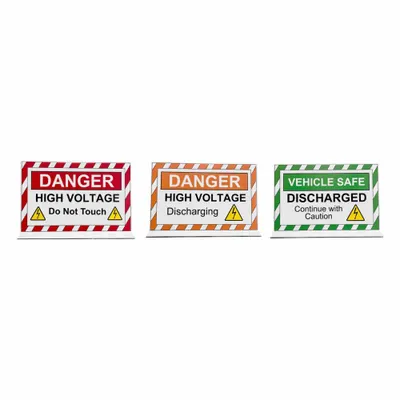ZING Safety Sign: Plastic, Free Standing Sign Mounting, 6 1/2 in x 11 in Nominal Sign Size - Electric Vehicle Safety Sign Kits