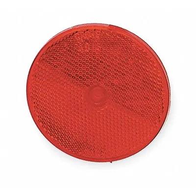 GROTE Reflector: Round, Red, 3 5/16 in Overall Lg - Stick On Reflectors