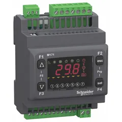 Programmable logic controller with 5 analog and 4 digital inputs/outputs. Operates on 100 to 240V AC power. Does not include a clock. Suitable for industrial automation applications requiring mixed analog and digital signal processing, such as controlling machinery, process lines, and building management systems.