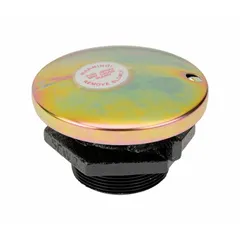 Vent cap for fuel storage tanks. Includes cap and adapter for sealing and venting. Suitable for industrial fuel storage applications requiring proper tank venting.