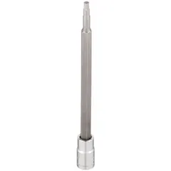 This hex bit socket features a 5 mm hex tip and a fixed insert design. With an overall length of 4-3/4 in, it is used for driving hex-head fasteners in assembly, maintenance, and repair tasks.