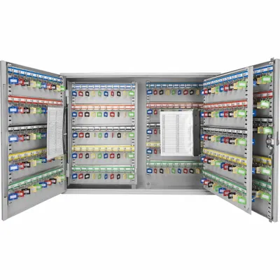BARSKA Key Cabinet: 400 Key Capacity, Single Key Lock, Steel, Gray, 21 3/4 in Ht - Key Cabinets with Key Lock