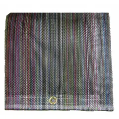 This standard-duty mesh tarp measures 11.5 ft long by 7.5 ft wide. Constructed from 5 mil vinyl with a PVC coating and weighing 10 oz/sq yd, it provides weather resistance while the mesh design allows airflow to reduce wind lift and moisture buildup. Suitable for covering equipment, materials, or loads in industrial and construction settings.
