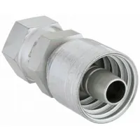 Straight hydraulic crimp fitting for connecting metric-threaded ports to -8 dash size hose. Steel construction with female M22-1.5 metric thread on one end and crimp connection on the other. Suitable for fluid power systems in industrial and mobile equipment