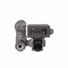 Mechanical-display flowmeter for fuel transfer pumps, with an anodized aluminum housing. Measures flow in gallons with +/-0.5% accuracy. Suitable for tracking diesel, gasoline, and similar fluids in industrial and commercial fueling operations.