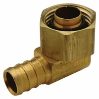 This ZURN brass barbed tube fitting elbow has a 1/2 in female NPT connection on one end and a 1/2 in barbed connection on the other. It is designed for crimp-on installation to create leak-resistant joints in low-pressure fluid handling systems. Suitable for water, air, and other non-corrosive media