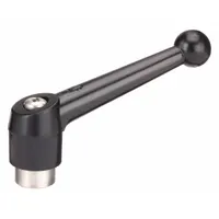 Ball-style adjustable handle with threaded hole, zinc body and stainless steel thread. M8 thread size, 79 mm length. Used for manual clamping, positioning, and adjustment on industrial machinery, jigs, and fixtures