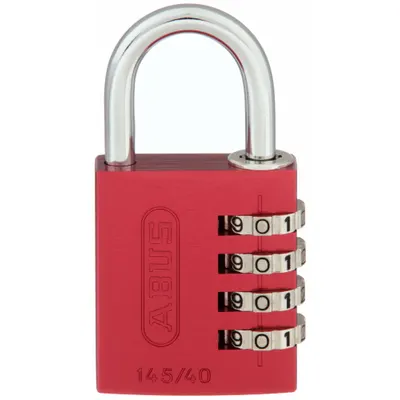 ABUS Combination Padlock: Scrolling Combo, Red, Aluminum, Std Shackle - TSA Approved Luggage Combination Padlocks