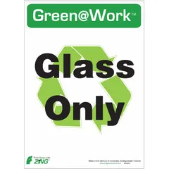 Non-retroreflective, non-glow-in-the-dark adhesive sign supplied in a 5-pack. Designed for adhesive mounting on surfaces to communicate glass-only areas in workplaces.