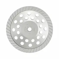 This BOSCH turbo diamond cup grinding wheel has a 5/8 in diameter and a 5/8"-11 arbor. It features 5 turbo diamond segments for grinding concrete, masonry, and stone surfaces. Suitable for use with angle grinders