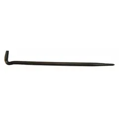 This rolling head pry bar features a chisel end and a T No type design with an 18 in overall length, 5/8 in bar width, and 3 in end width. It has 0 nail slots and is ASME-rated. The rolling head allows the bar to pivot during prying, providing leverage and maneuverability for tasks such as automotive repair, construction, and industrial maintenance.