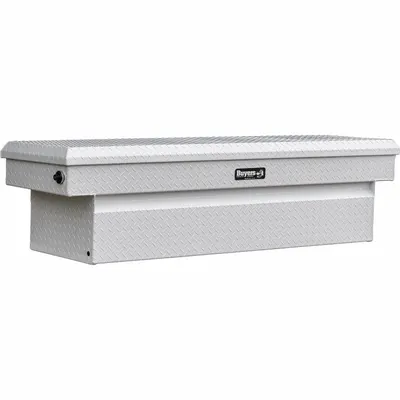 BUYERS PRODUCTS Single-Lid Crossover Box, 71 in Overall Width, Aluminum, White - Single-Lid Crossover Boxes