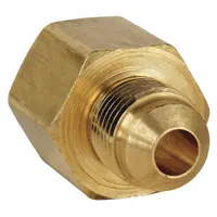 This brass flared fitting coupling is designed for 45-degree flare tube connections, joining tubes or connecting to ports in hydraulic, fuel, and refrigeration systems. It accommodates 5/8 in OD x 3/4 in OD fitting sizes and meets SAE J512 standards. Supplied as a 5-pack