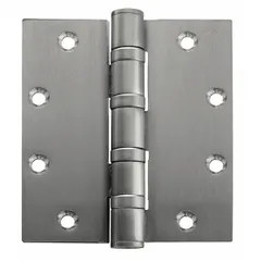 This full mortise-mount butt hinge features a 2-inch leaf width and is constructed from stainless steel. It incorporates ball bearings for smooth operation and includes a removable pin for easy door removal. Suitable for use in commercial and industrial door applications where corrosion resistance and frequent cycling are required.