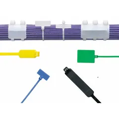 Natural nylon cable tie with perpendicular flag-style marking pad (15/16 x 1/4 in) for labeling individual wires or small bundles up to 3/4 in diameter. Suitable for indoor identification and bundling in electrical and data installations. Pack of 1000.