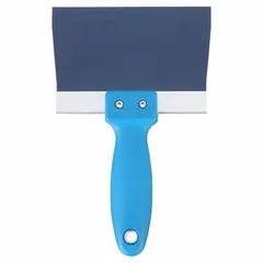 This extra-flexible taping knife features a carbon steel blade with a straight shape and a polypropylene handle. Designed for applying joint compound and smoothing tape during drywall finishing, its flexible blade allows controlled spreading on flat surfaces.