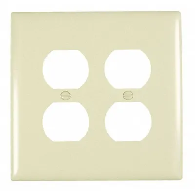 LEGRAND Wall Plate: Duplex Outlet, 2 Gang, Ivory - General Purpose Wall Plates