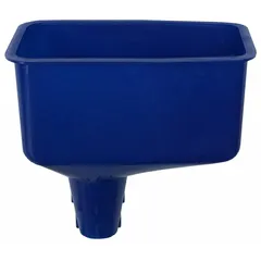 Spout funnel with 26 fl oz fluid capacity, made of blue polypropylene. Overall diameter and height are 5-1/2 in. Suitable for transferring fluids such as oils, coolants, and non-corrosive liquids in industrial maintenance and machining applications.