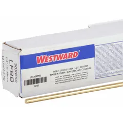 Low-fuming bronze brazing rod, type RBCuZn-C, bare, 1/4 in x 36 in. Tensile strength 71 ksi, yield strength 64 ksi. Used for joining steel, copper, and nickel alloys in applications such as pipe fitting and sheet metal fabrication.