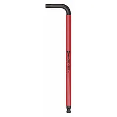 Metric L-shaped hex key with 6 mm tip size, long length, made of alloy steel with black oxide finish. Features a 6 3/4-inch handle and one ball end for angled access up to 25 degrees. Used for driving hex socket screws in assembly, maintenance, and repair tasks.