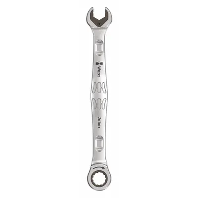 WERA Combination Wrench: Alloy Steel, Nickel Chrome, 18 mm Head Size, 9 1/4 in Overall Lg - Metric Spline Ratcheting Combination Wrenches