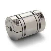 This long clamp-on slit coupling from RULAND MANUFACTURING features a 6 mm bore diameter 1 and a 3/16 in bore diameter 2, with a round outer profile and overall length of 25/32 in. Designed for motion control applications, it provides zero backlash and torsional rigidity while compensating for minor shaft misalignment. The clamp-on design secures shafts without marring