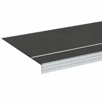 Stair Tread Cover: Double-Strip Grit, Aluminum, Adhesive-Installed, 6 1/2 in Dp, 54 in Wd, Black (MPN 365BLA4-6)