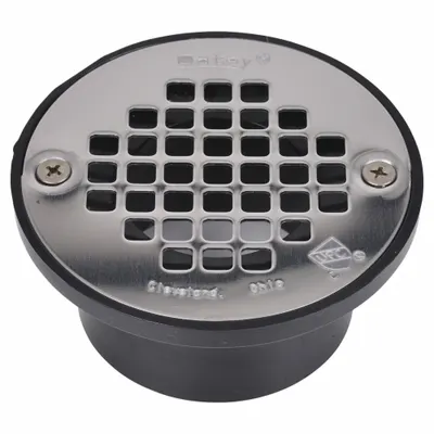 OATEY Floor Drain: 4 in Overall Dia, 4 in Grate Size, 2 in Nominal Pipe Size - Plastic Floor Drains for Unfinished Floors