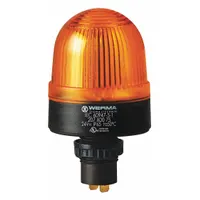 WERMA Warning Light: Yellow, Xenon, 24V DC, 2 1/4 in Overall Dia, 4 1/16 in Overall Ht, 20830055