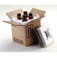 UN Rated jug shipping kit with solid rating 4G/X1.9/S and 350# capacity. Includes four 4 oz bottles. Brown outer box. Used for packaging and shipping hazardous materials in compliance with UN regulations